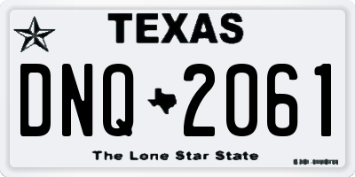 TX license plate DNQ2061