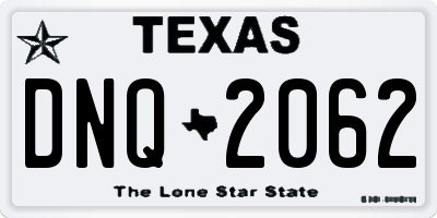 TX license plate DNQ2062