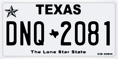 TX license plate DNQ2081
