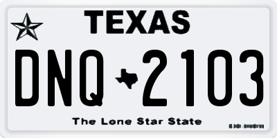TX license plate DNQ2103