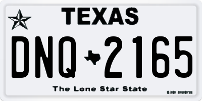 TX license plate DNQ2165