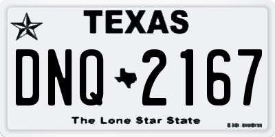 TX license plate DNQ2167