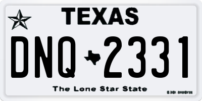 TX license plate DNQ2331