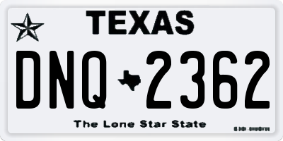 TX license plate DNQ2362