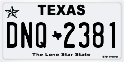 TX license plate DNQ2381
