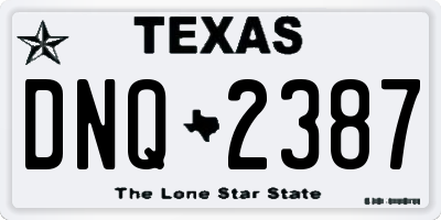 TX license plate DNQ2387