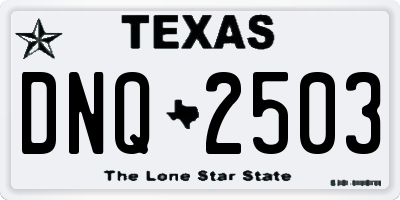 TX license plate DNQ2503