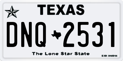 TX license plate DNQ2531