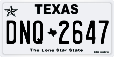 TX license plate DNQ2647
