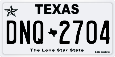 TX license plate DNQ2704