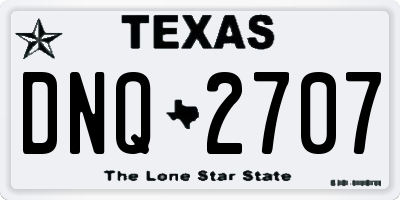 TX license plate DNQ2707