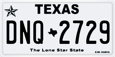TX license plate DNQ2729