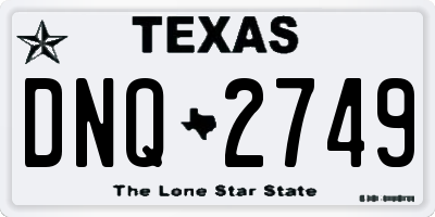 TX license plate DNQ2749