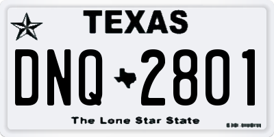 TX license plate DNQ2801