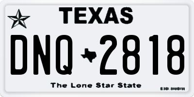 TX license plate DNQ2818