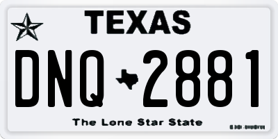TX license plate DNQ2881