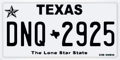 TX license plate DNQ2925