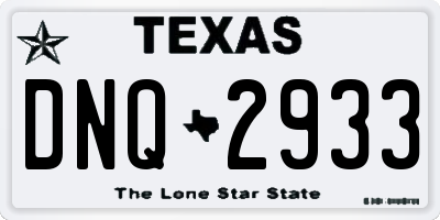 TX license plate DNQ2933