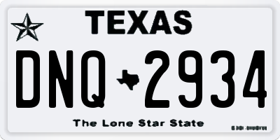 TX license plate DNQ2934