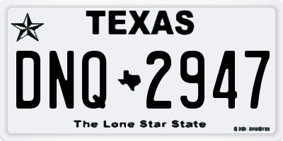 TX license plate DNQ2947