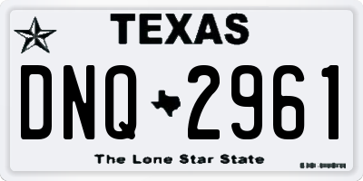TX license plate DNQ2961