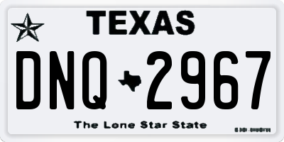 TX license plate DNQ2967