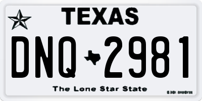 TX license plate DNQ2981