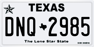 TX license plate DNQ2985