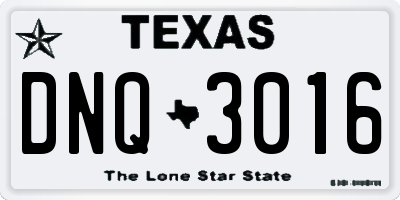 TX license plate DNQ3016