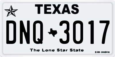 TX license plate DNQ3017