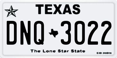 TX license plate DNQ3022