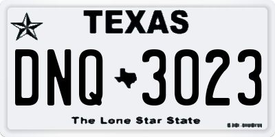 TX license plate DNQ3023