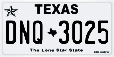 TX license plate DNQ3025