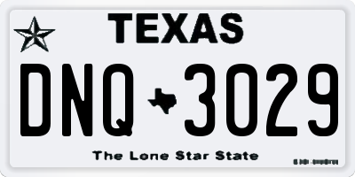 TX license plate DNQ3029