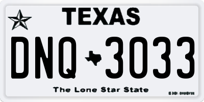 TX license plate DNQ3033