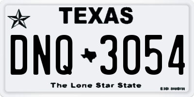 TX license plate DNQ3054