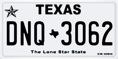 TX license plate DNQ3062