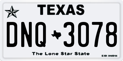 TX license plate DNQ3078