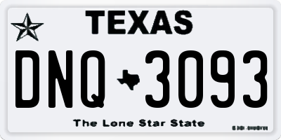 TX license plate DNQ3093