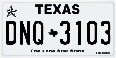TX license plate DNQ3103