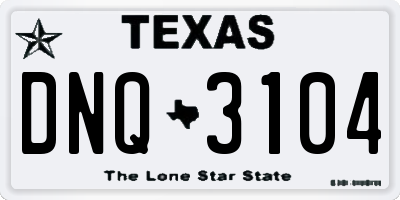 TX license plate DNQ3104