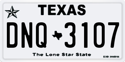 TX license plate DNQ3107
