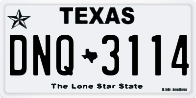 TX license plate DNQ3114