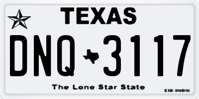 TX license plate DNQ3117