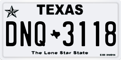 TX license plate DNQ3118