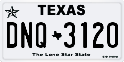 TX license plate DNQ3120