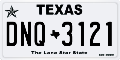 TX license plate DNQ3121