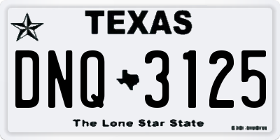 TX license plate DNQ3125