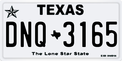 TX license plate DNQ3165