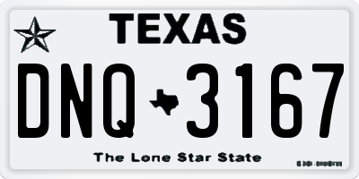 TX license plate DNQ3167